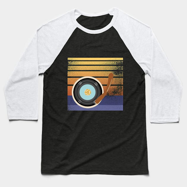 Retro Worn 45 Vinyl Record Baseball T-Shirt by Little Birds